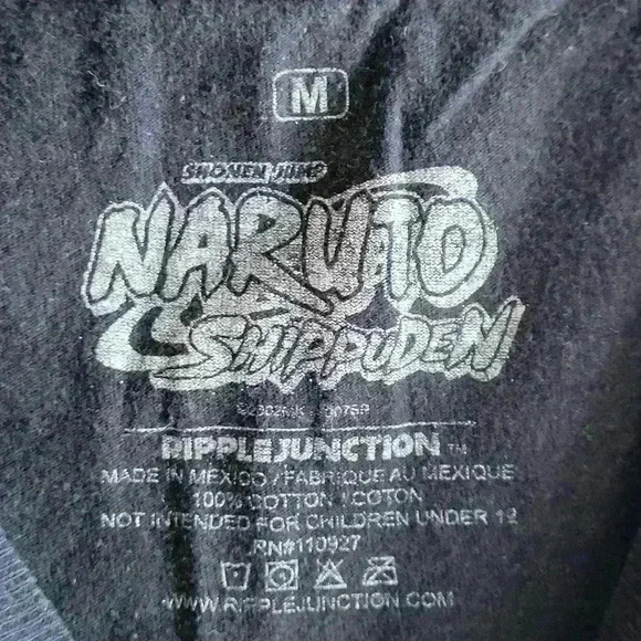 Naruto Shippuden Mens 2002 Size Medium Black T Shirt Y2K Ripple Junction Anime - Picture 3 of 10